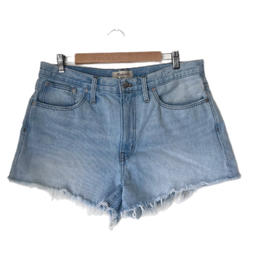 MADEWELL Womens Shorts Size 30 Relaxed Denim Blue Button Raw Hem Summer